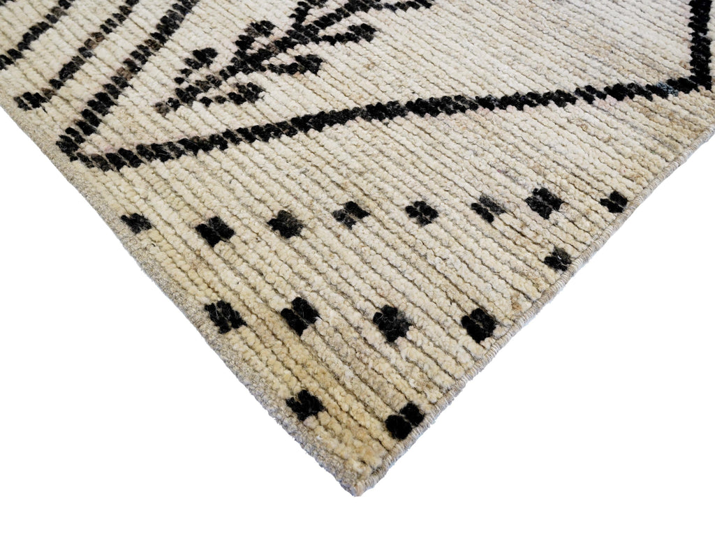 10x14 Ft Beige Moroccan Rug - Afghan Handmade Wool Rug - Contemporary Design