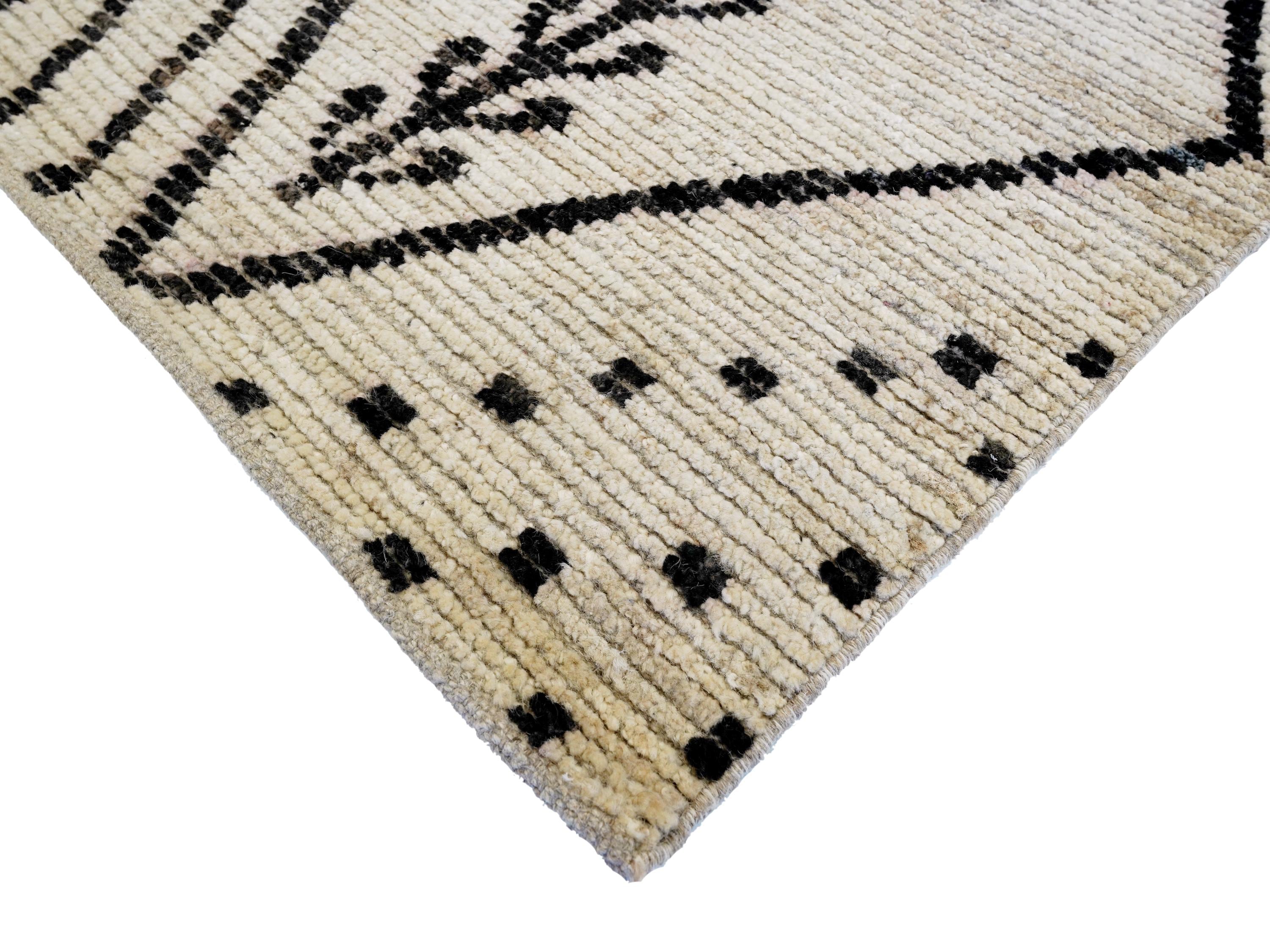10x14 Ft Beige Moroccan Rug - Afghan Handmade Wool Rug - Contemporary Design