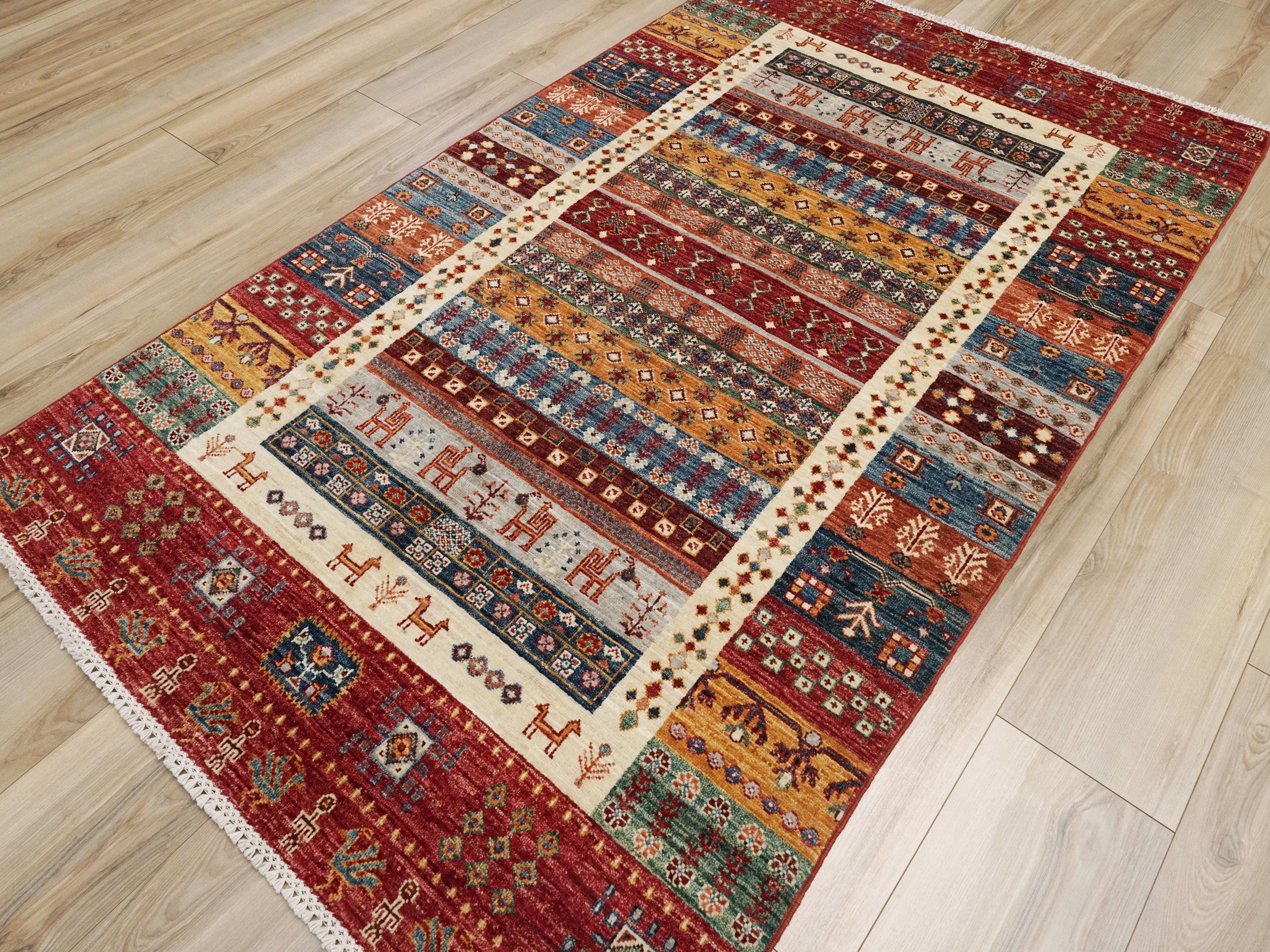4x7 Ft Red Gabbeh Rug - Afghan Tribal Rug