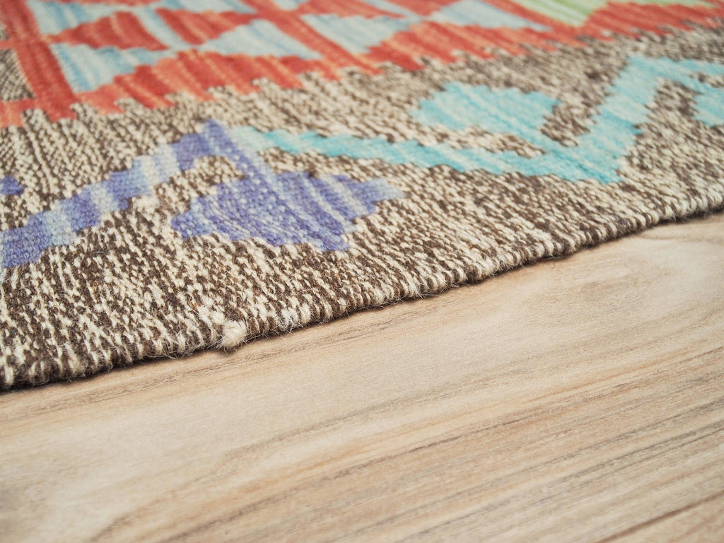 5x8 Ft Red Maimana Kilim Rug - Flat Weave Afghan Rug