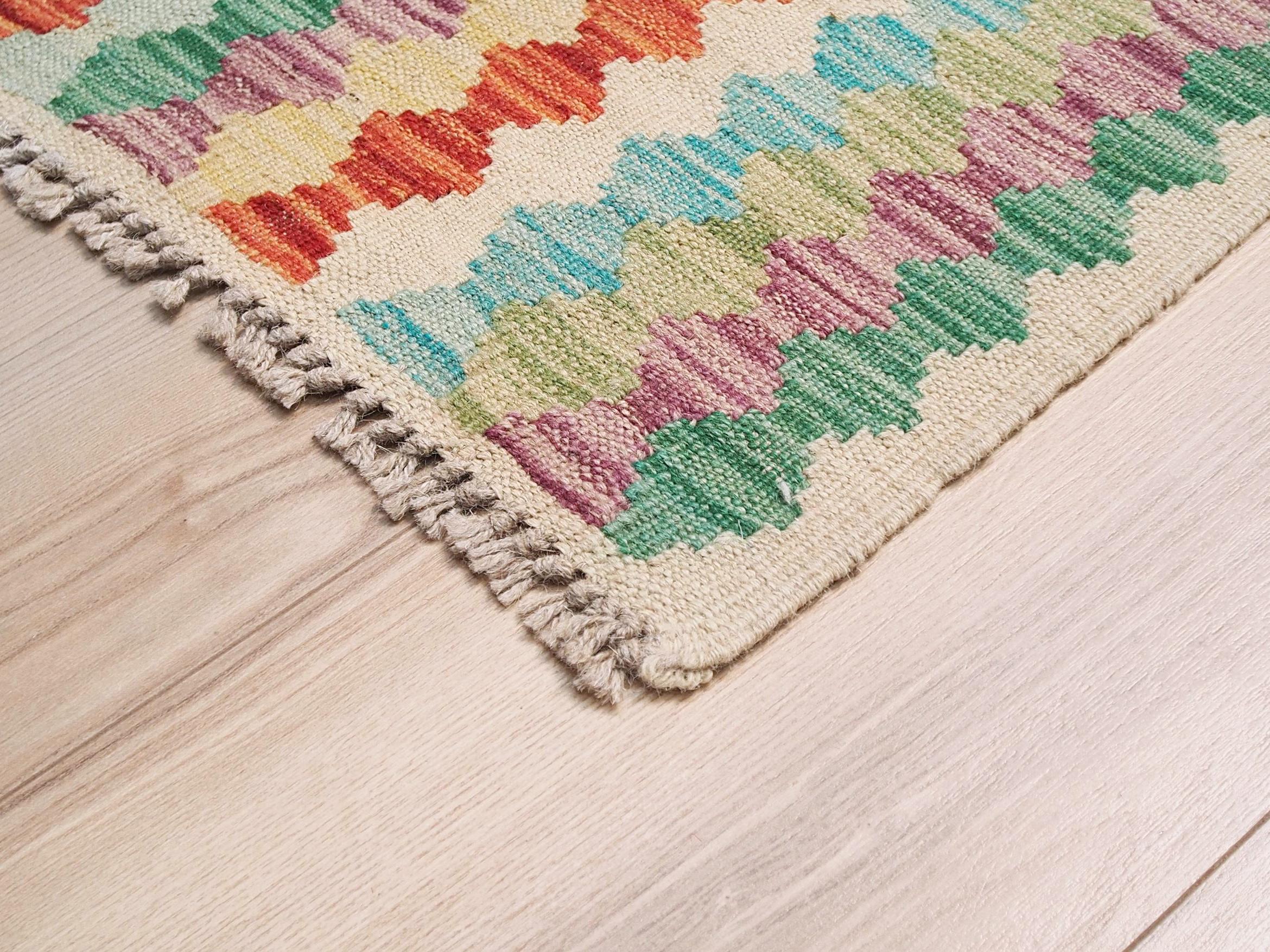 6x8 Ft Maimana Kilim Rug - Colorful Afghan Flat Weave