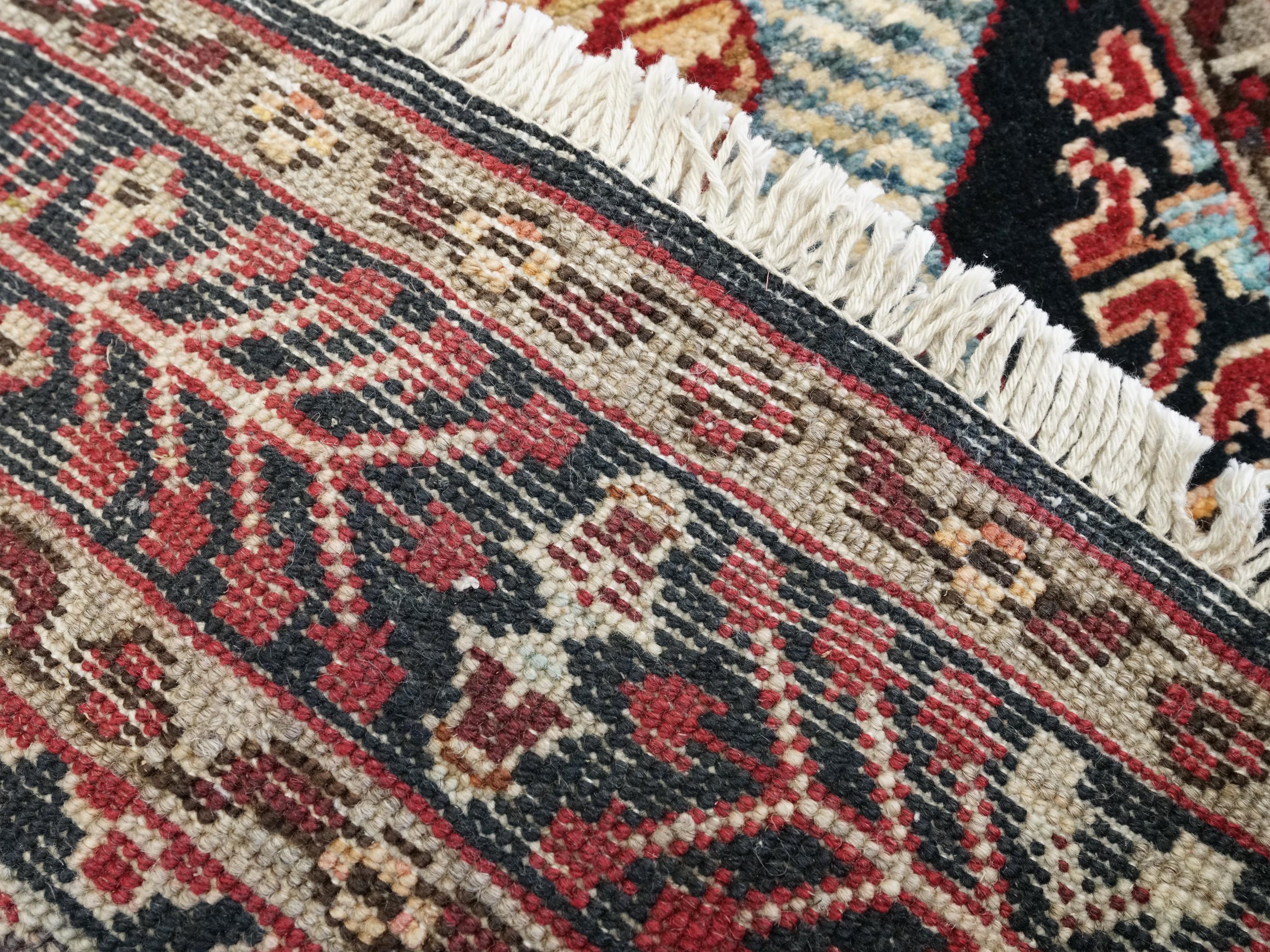2x3 Ft Hand Knotted Mamluk Rug - Black & Red Oriental Accent Rug