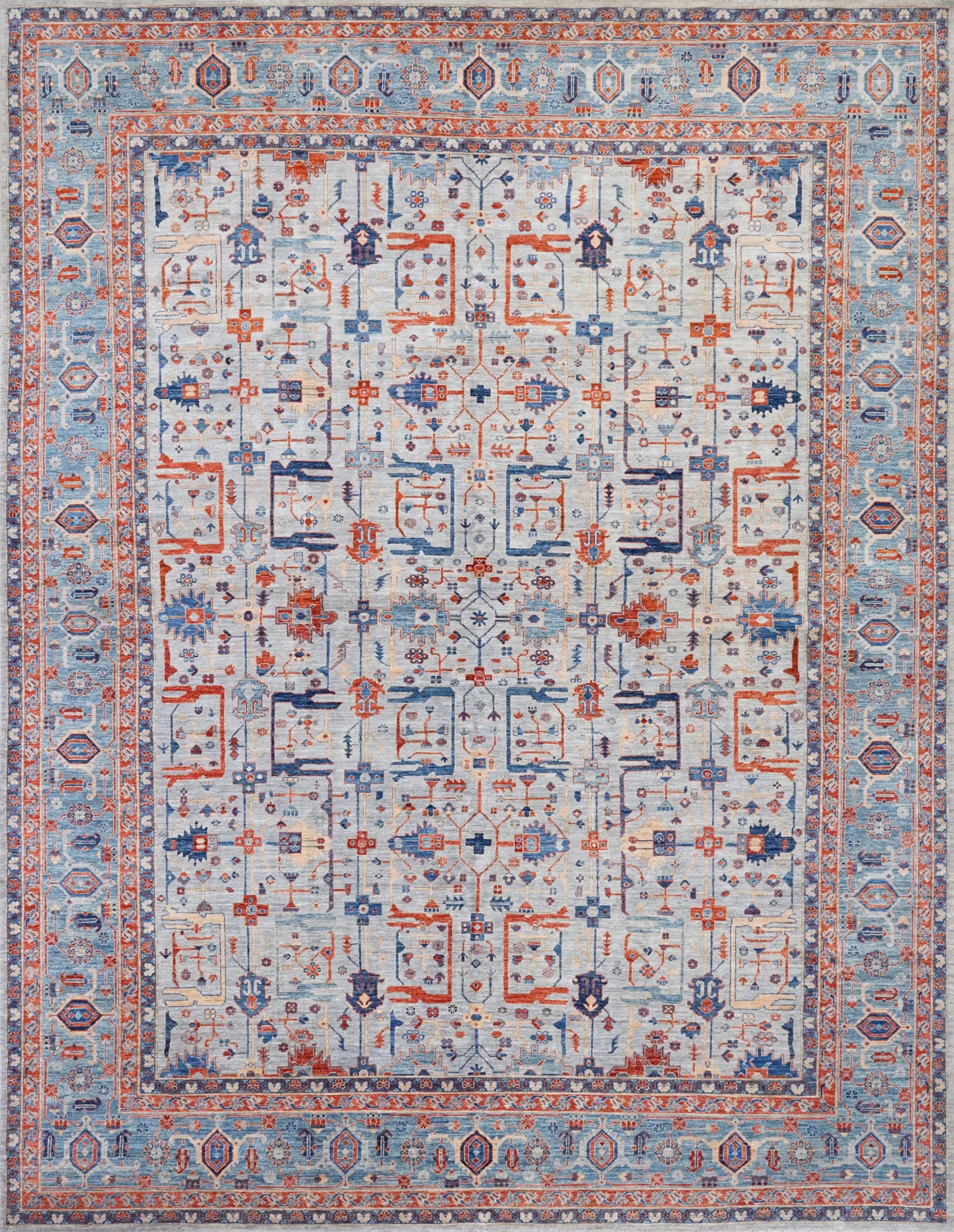 12x15 Ft Gray Heriz Rug - Handmade Afghan Area Rug - Oversize