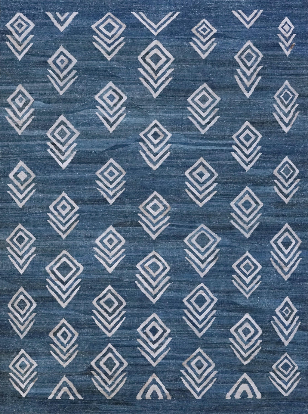 6x8 Ft Blue Kilim Rug - Flatweave Area Rug - Contemporary Design