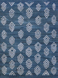 6x8 Ft Blue Kilim Rug - Flatweave Area Rug - Contemporary Design