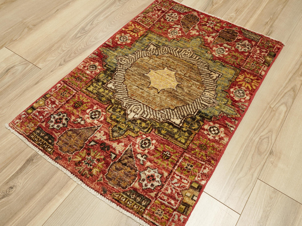 2x3 Ft Red Mamluk Rug - Hand Knotted Oriental Rug