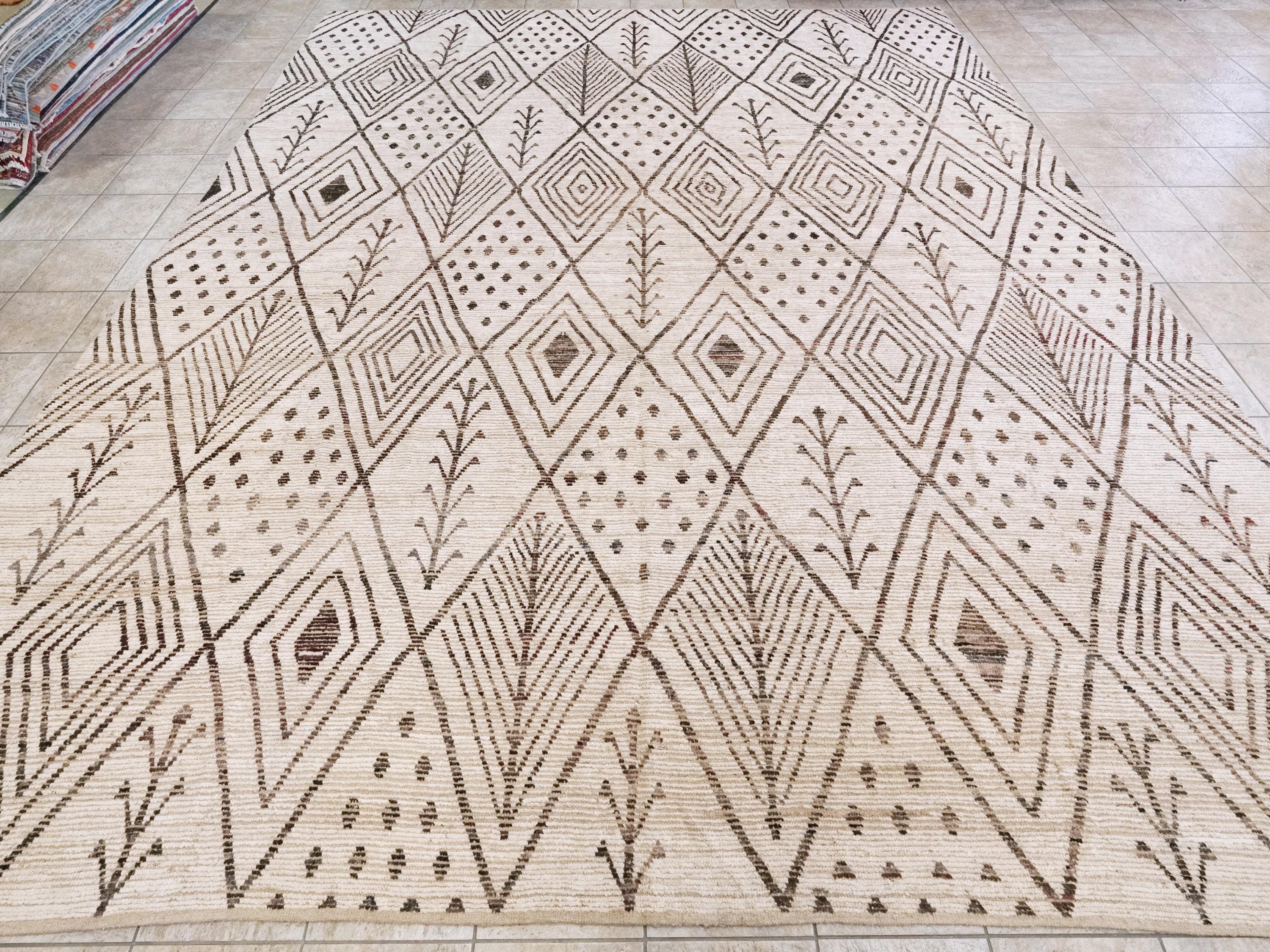 13x16 Ft Beige Moroccan Rug - Afghan Wool Area Rug - Oversize