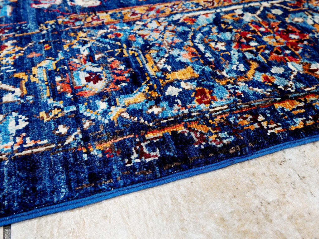 8x10 Ft Dark Blue Bidjar Rug - Hand Knotted Wool Oriental Rug - Broken Design