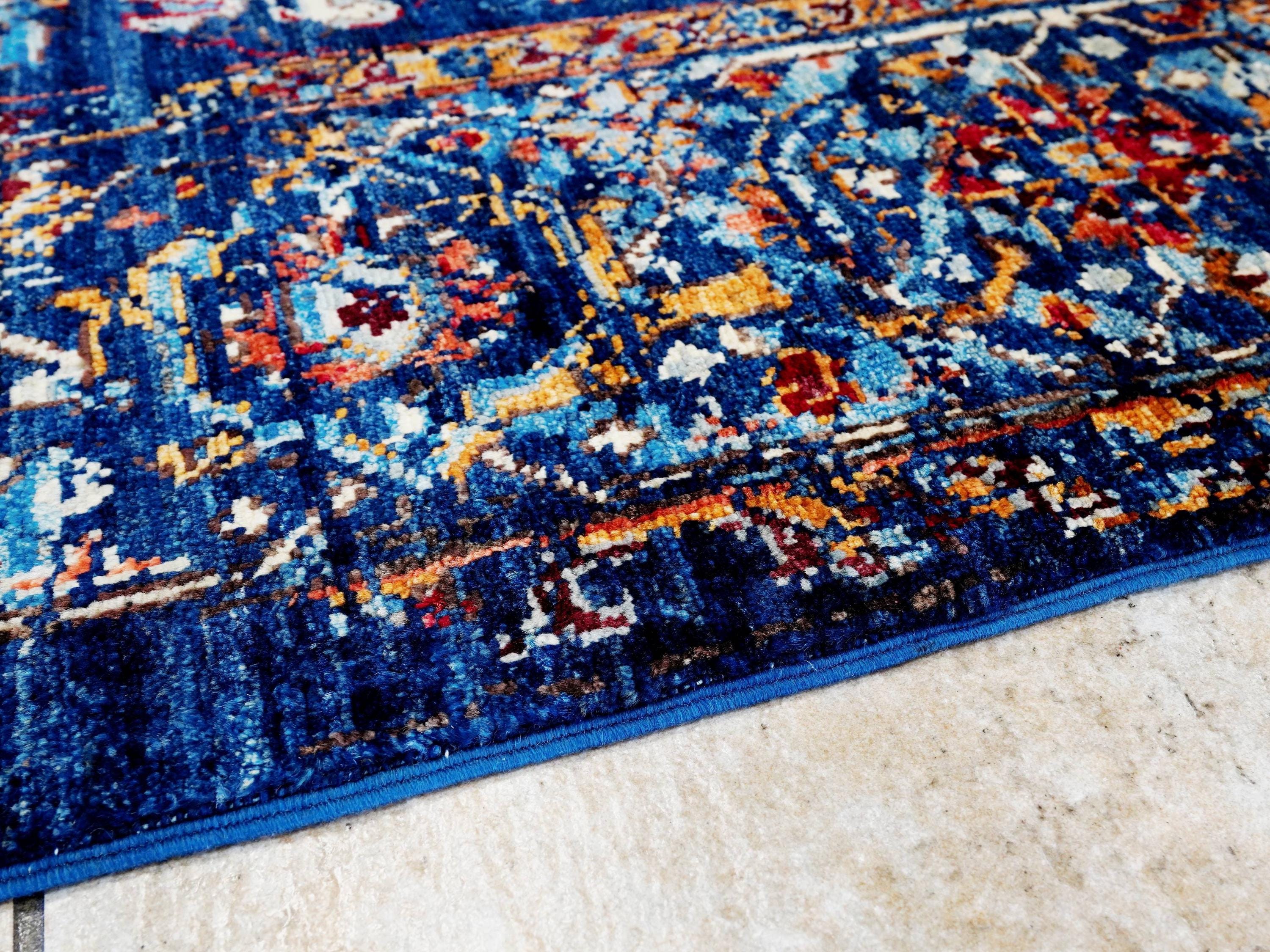 8x10 Ft Dark Blue Bidjar Rug - Hand Knotted Wool Oriental Rug - Broken Design