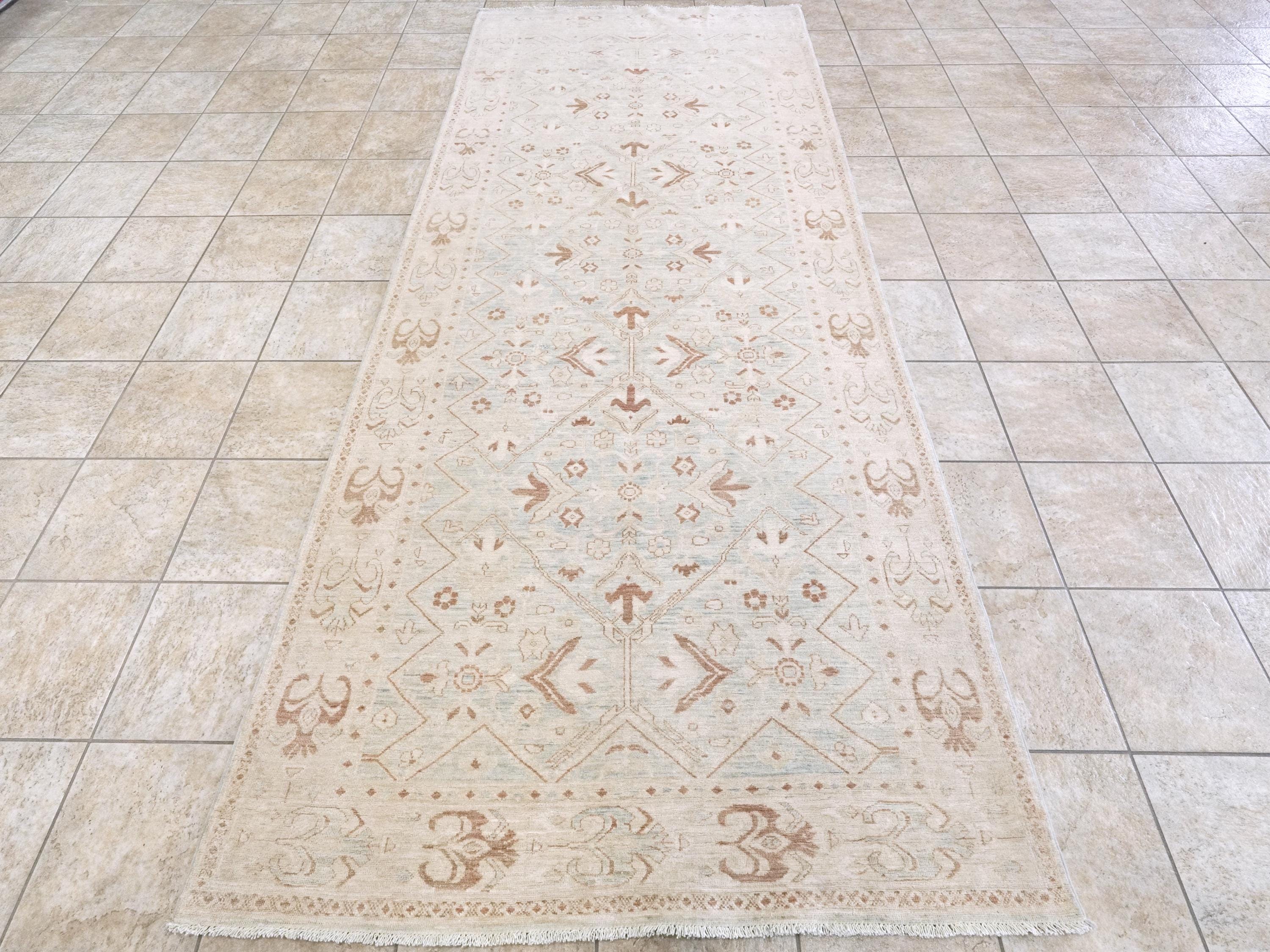 5x12 Ft White Serapi Runner Rug - Afghan Handmade Wool Hallway Rug