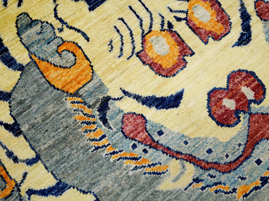 3x5 Ft Gray & Yellow Tiger Rug - Handmade Afghan Area Rug