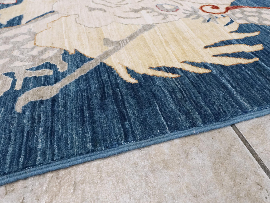 8x10 Ft Blue Dragon Rug - Afghan Oriental Area Rug