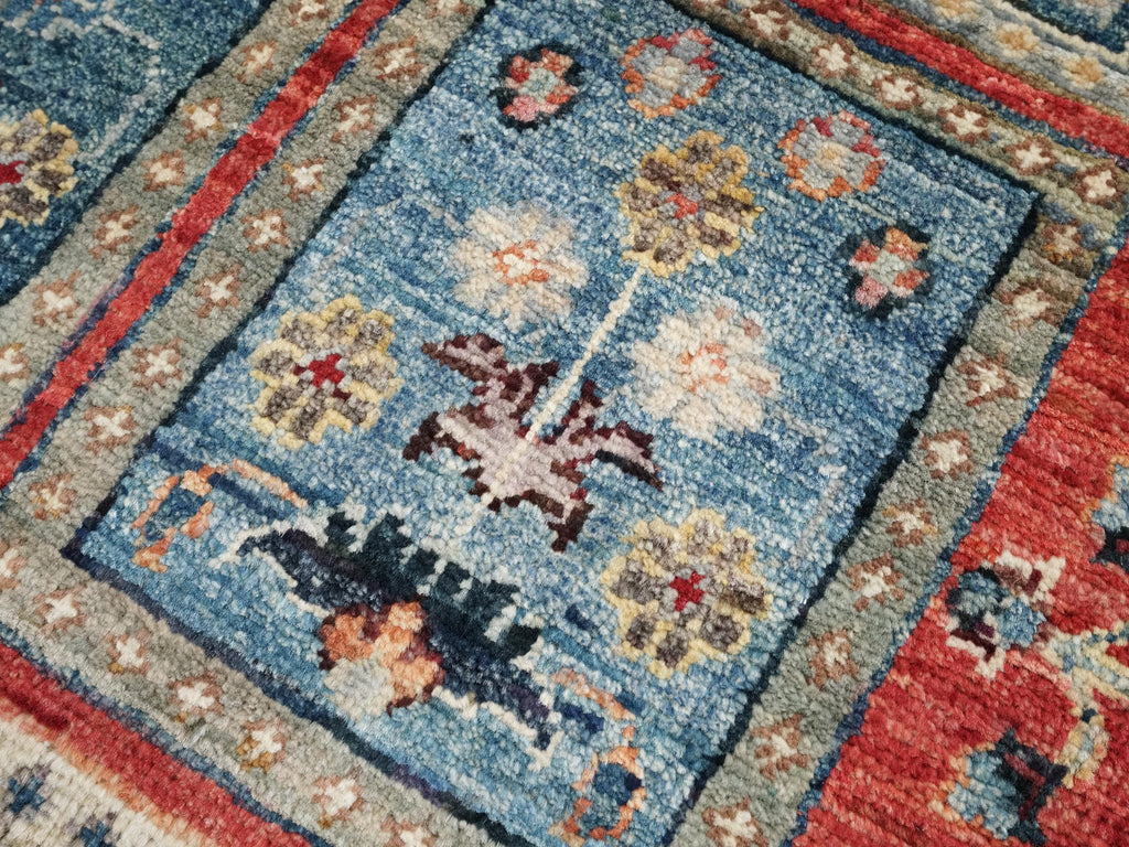 2x3 Ft Hand Knotted Red Heriz Rug - Afghan Wool Accent Rug