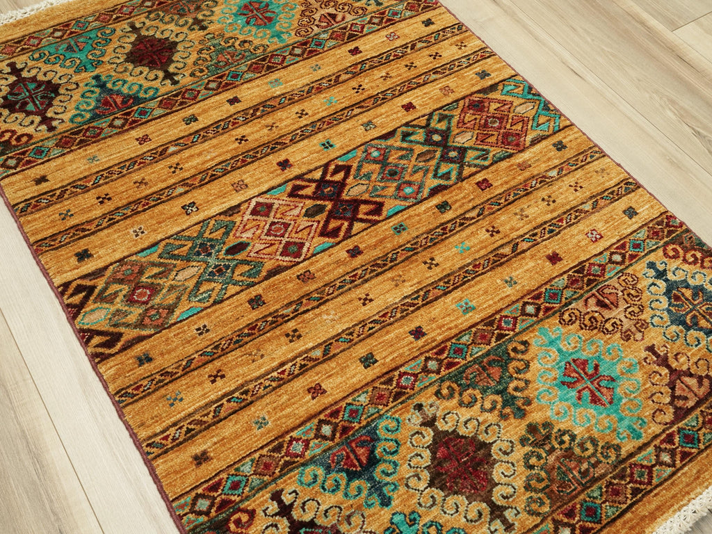 3x4 Ft Orange Khorjin Rug - Afghan Handmade Wool Rug