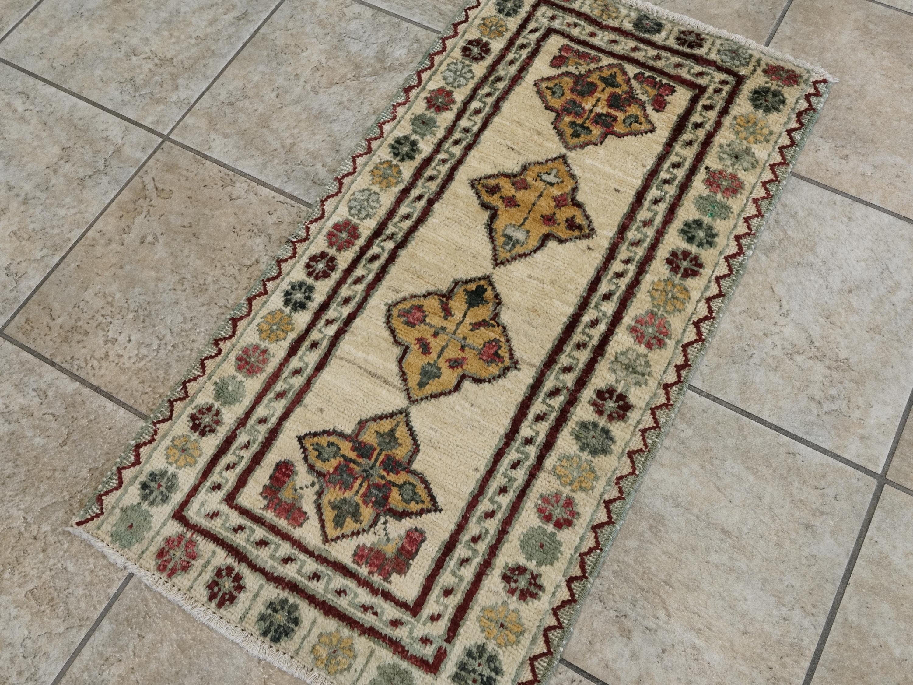 2x3 Ft Hand Knotted Gabbeh Rug - Beige Tribal Doormat