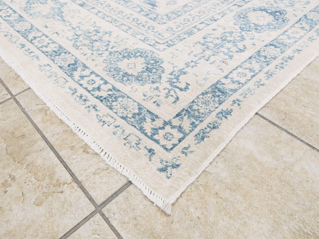 8x10 Ft Vintage Blue Serapi Rug - Hand Knotted Afghan Rug