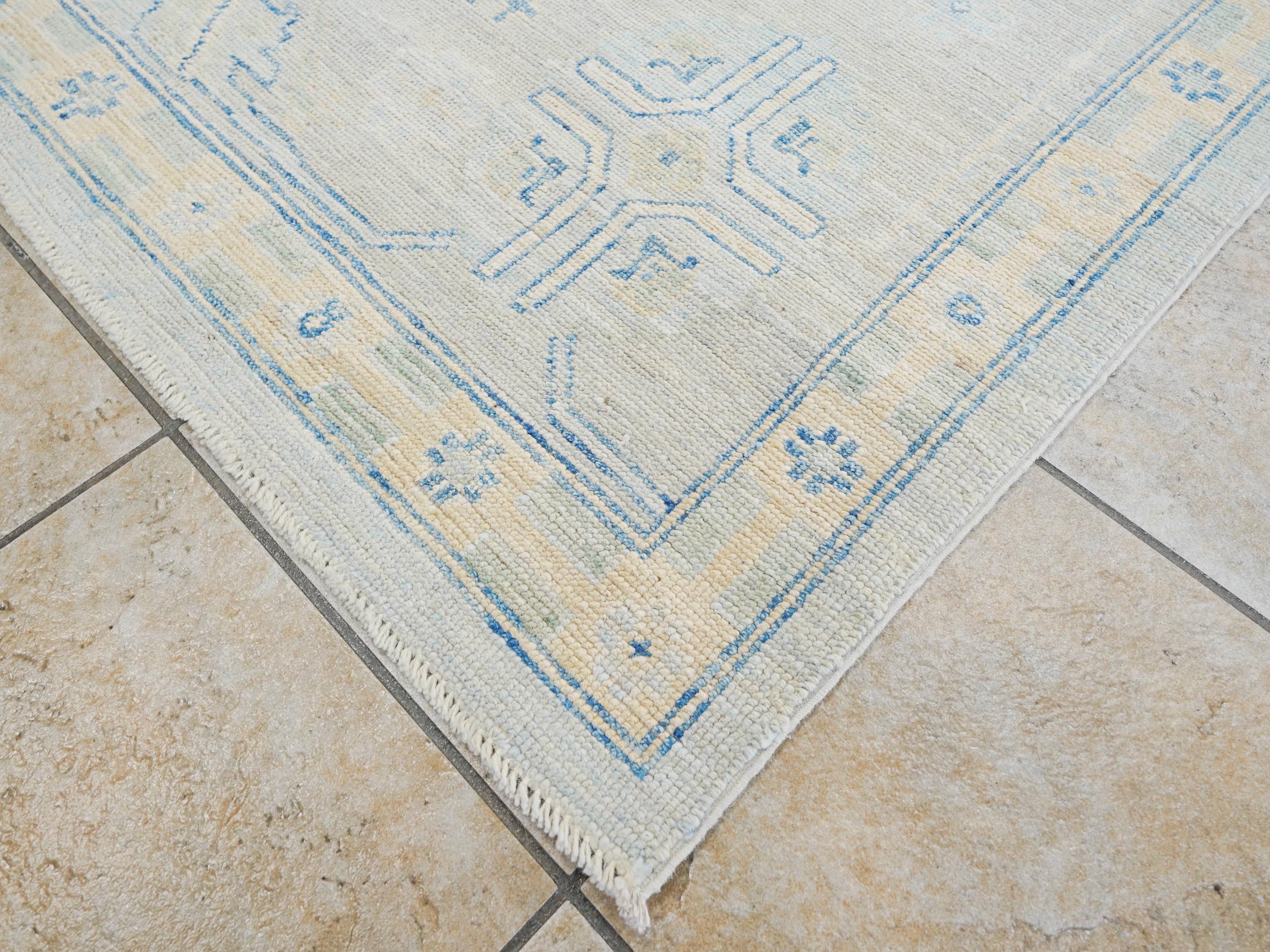 9x12 Ft Light Blue Oushak Rug - Handmade Area Rug