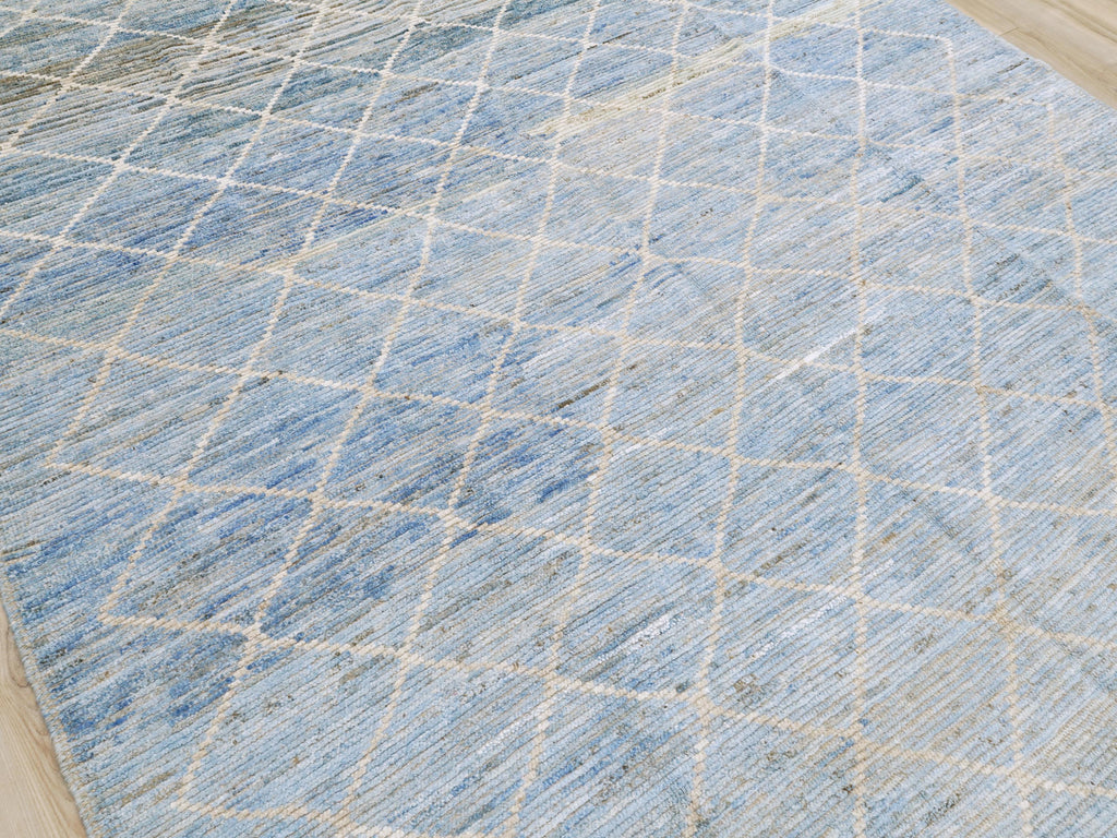 8x10 Ft Light Blue Moroccan Rug - Handmade Wool Area Rug