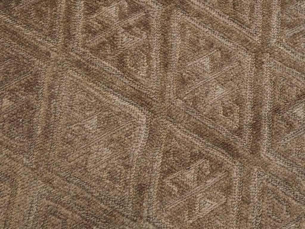 5x6 FT Hand Knotted Wool Kilim Rug - Brown Tribal Flatweave