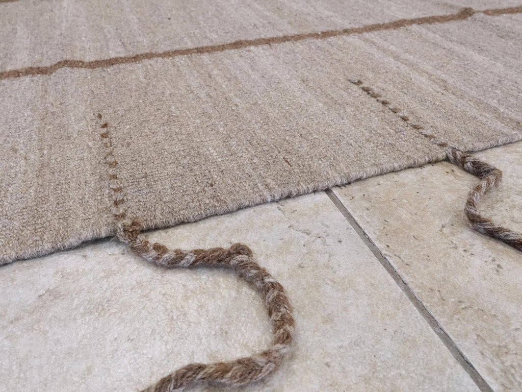 11x13 Ft Brown Kilim Rug - Handmade Afghan Wool Flatweave - Contemporary Design