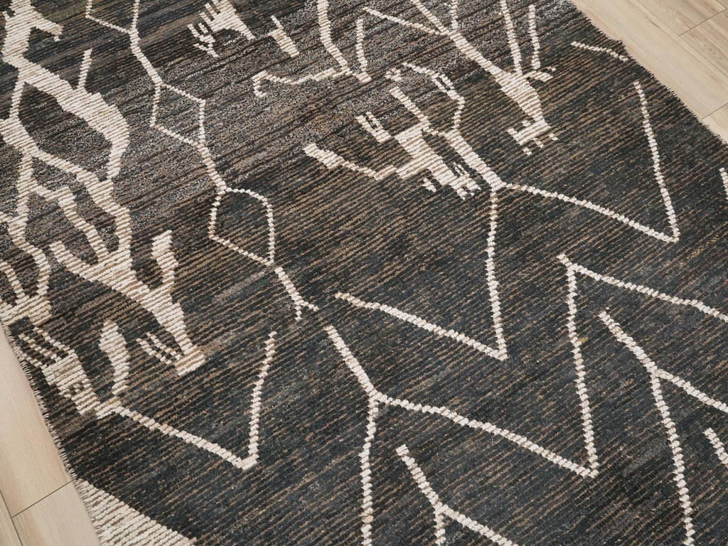 6x8 Ft Black Moroccan Rug - Handmade Tribal Rug