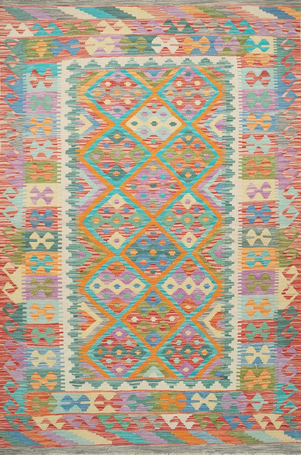 4x6 Ft Tribal Kilim Rug - Flat Weave Scandinavian Style