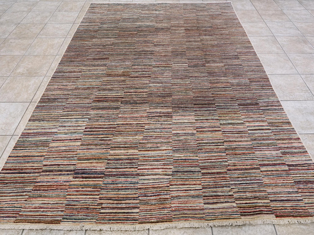 6x9 Ft Gabbeh Rug - Afghan Wool Area Rug - Striped Design