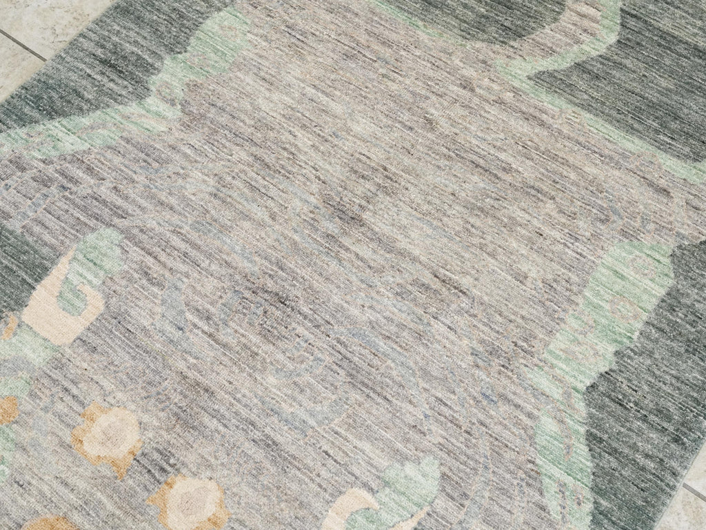 4x6 Ft Green & Gray Wool Tiger Rug - Oriental Area Rug