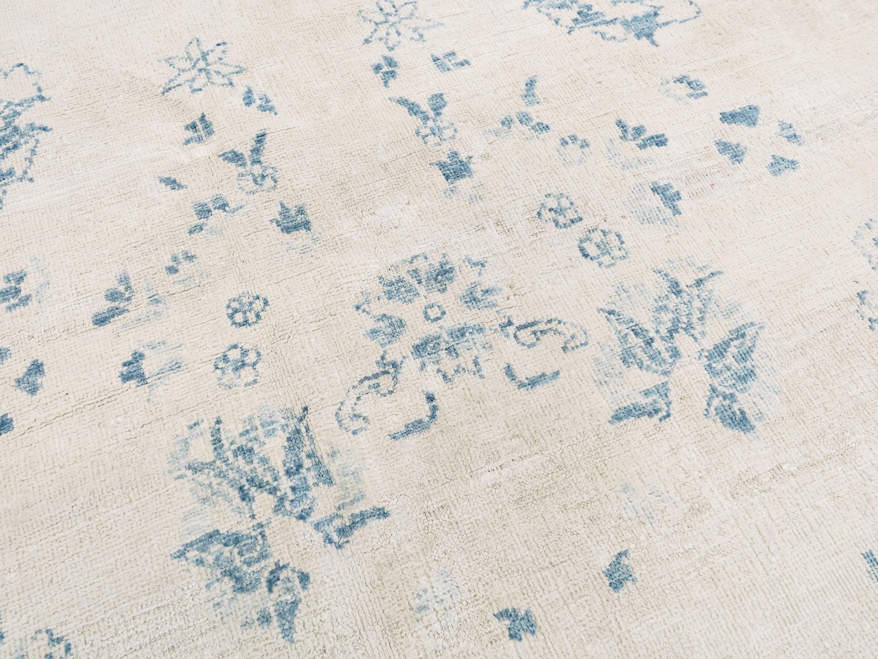 8x10 Ft Vintage Blue Serapi Rug - Hand Knotted Afghan Rug