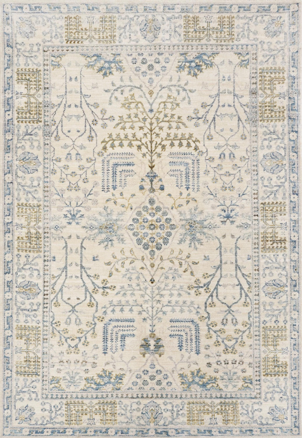 5x7 Ft Hand Knotted Wool Serapi Rug - White Vintage Persian Rug