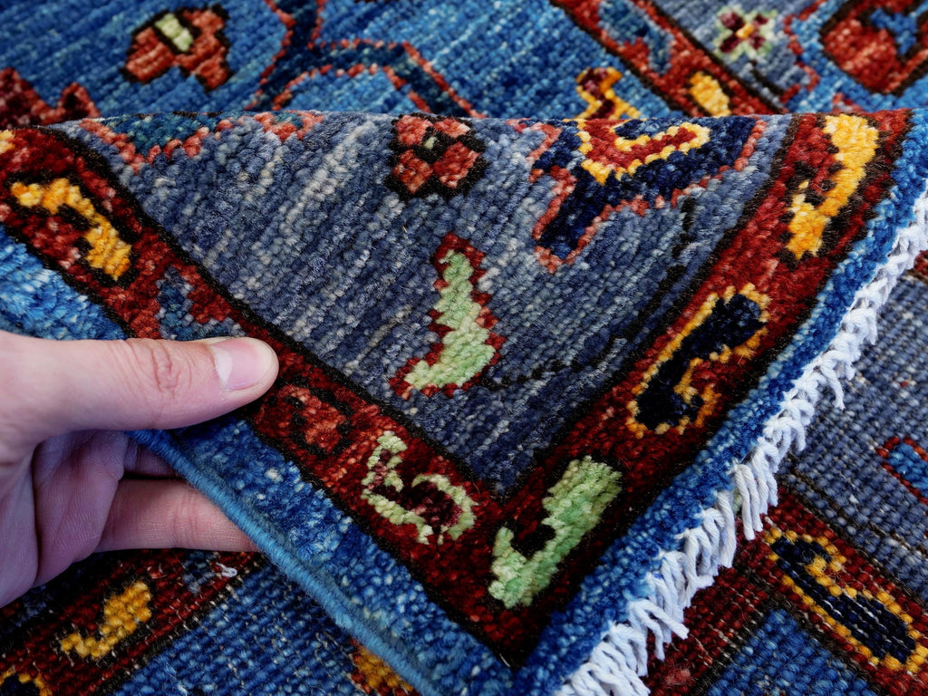 11 Ft Blue Heriz Runner Rug - Hand Knotted Hallway Rug - Persian Design