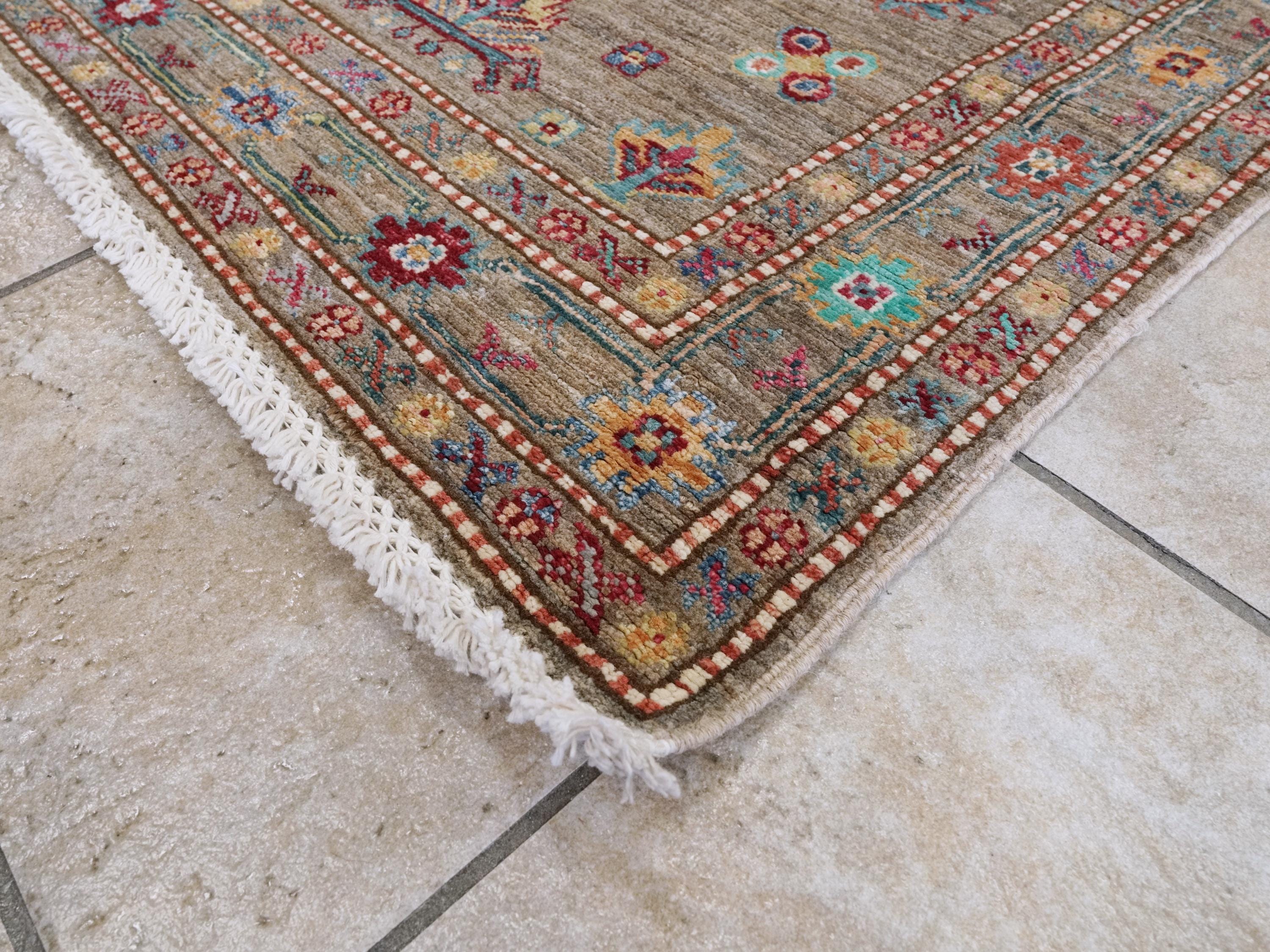 13 Ft Brown Kazak Runner Rug - Hand Knotted Wool Hallway Rug