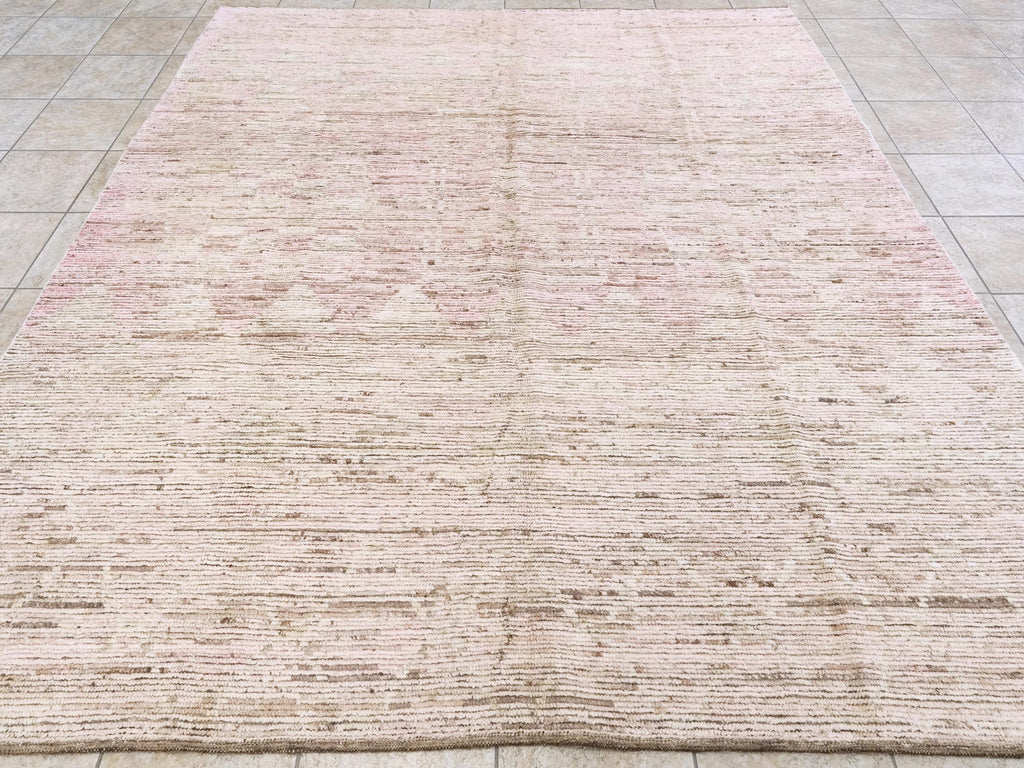 8x10 Ft Pink Moroccan Rug - Hand Knotted Wool Area Rug