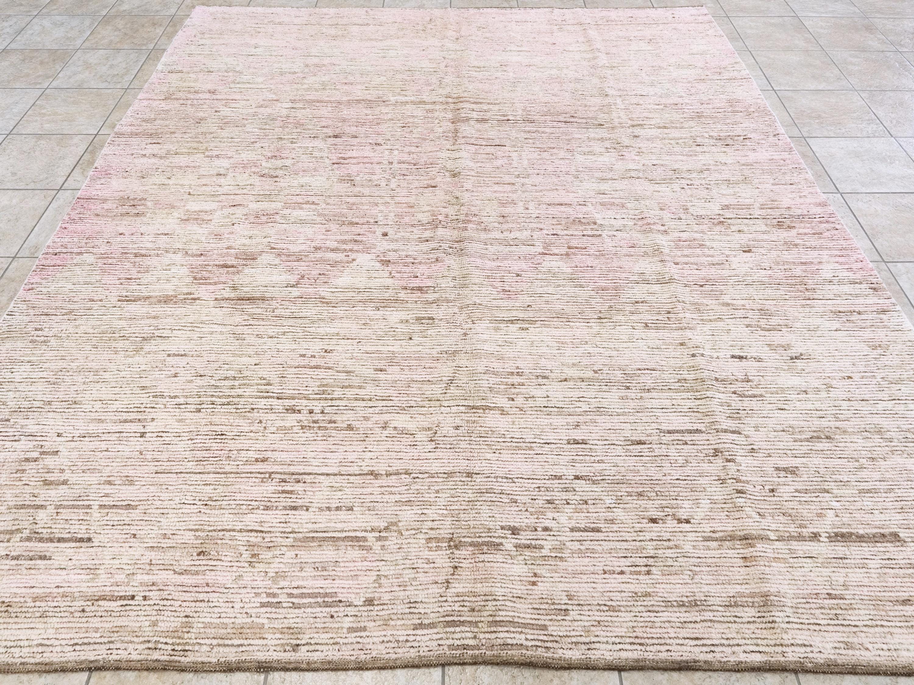 8x10 Ft Pink Moroccan Rug - Hand Knotted Wool Area Rug