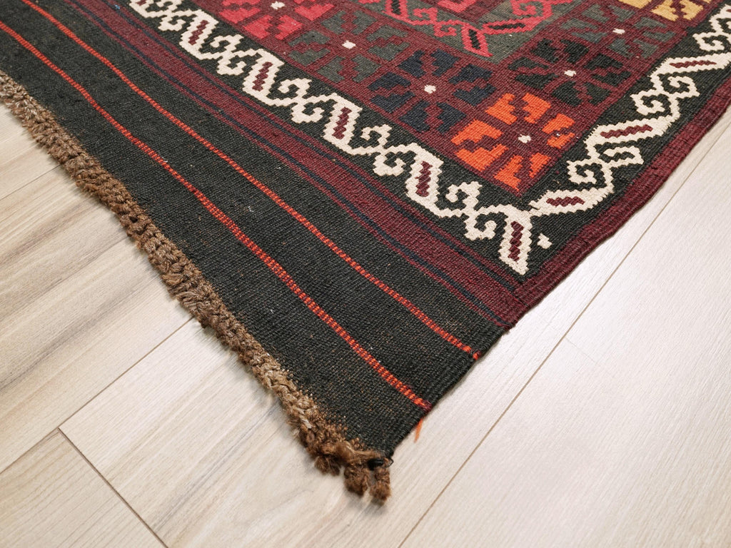 10x14 Ft Burgundy Maimana Kilim - Vintage Tribal Flatweave