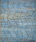 8x10 Ft Blue Moroccan Rug - Hand Knotted Area Rug