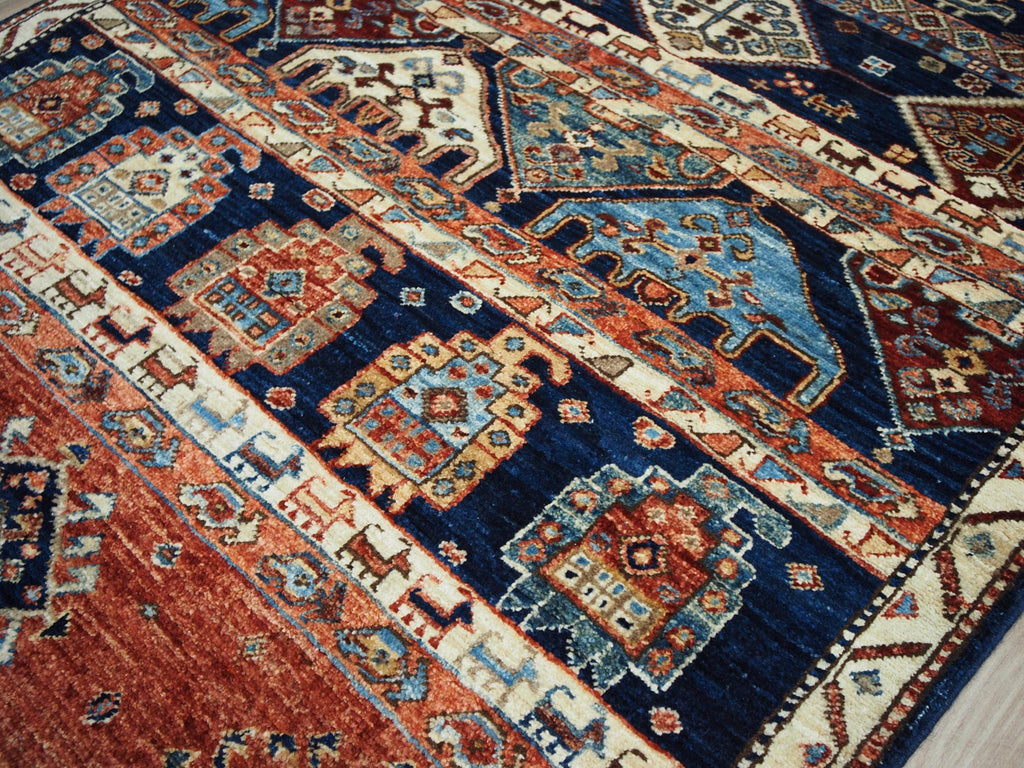 10 Ft Blue Heriz Runner Rug - Afghan Wool Hallway Rug