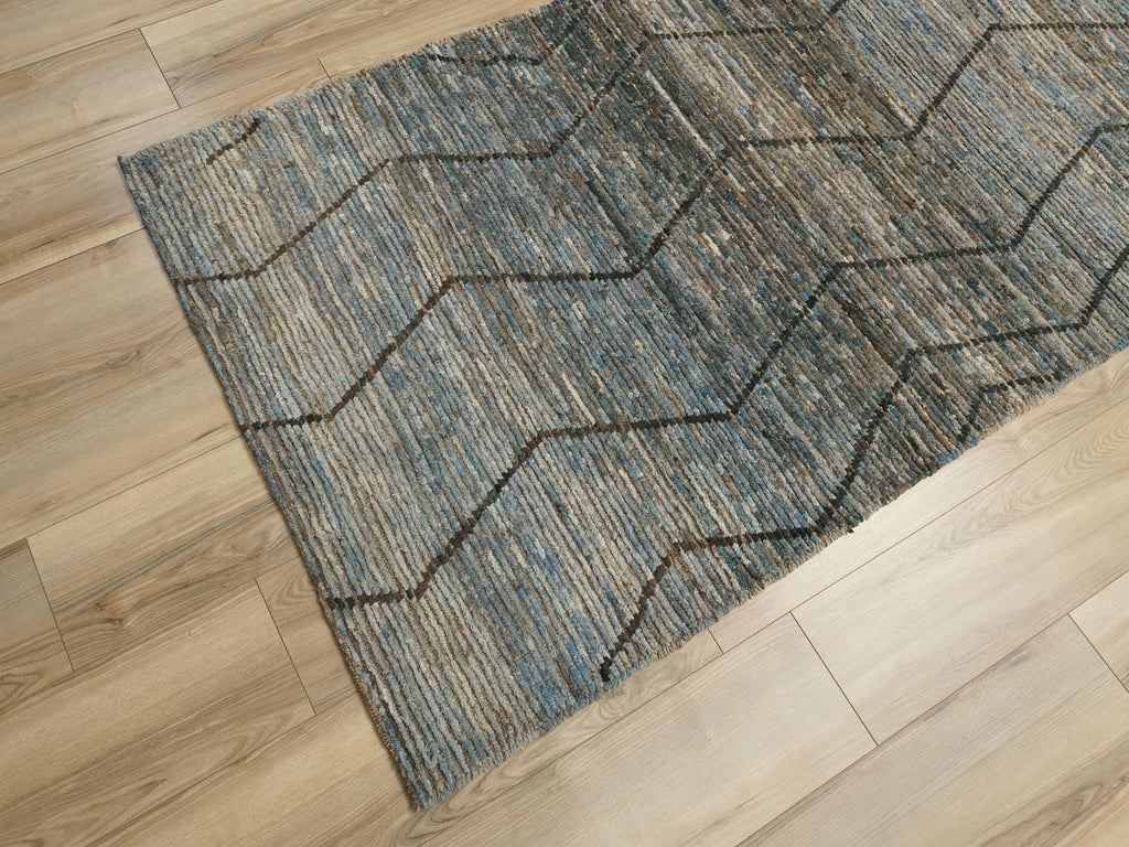 10 Ft Blue Moroccan Runner Rug - Afghan Handmade Rug