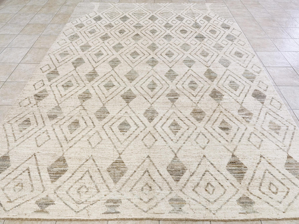 9x12 Ft Beige & Gray Moroccan Rug - Hand Knotted Wool Area Rug