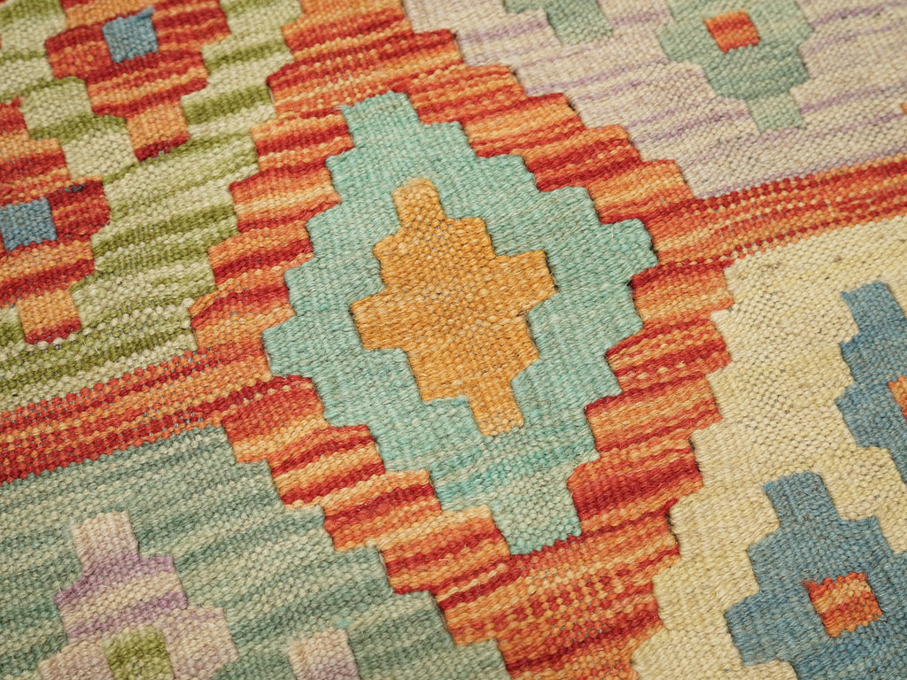 10 Ft Maimana Kilim Runner Rug - Afghan Flat Weave