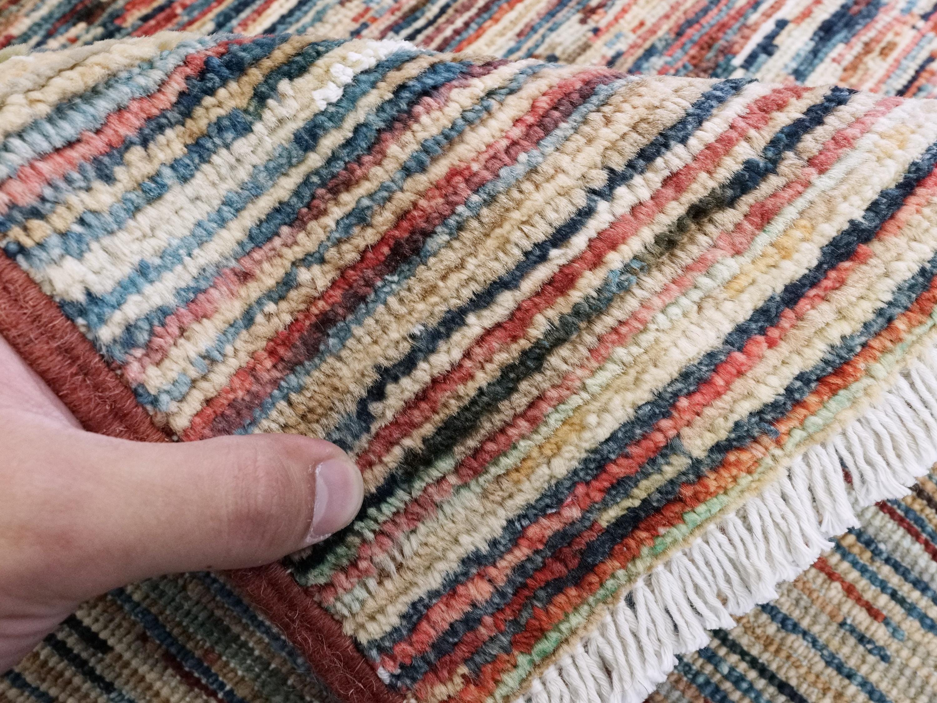 8x10 Ft Multicolor Gabbeh Rug - Geometric Tribal Wool Rug