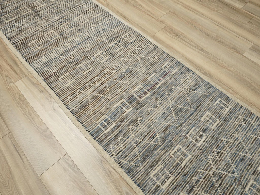 10 Ft Blue Moroccan Runner Rug - Afghan Wool Rug