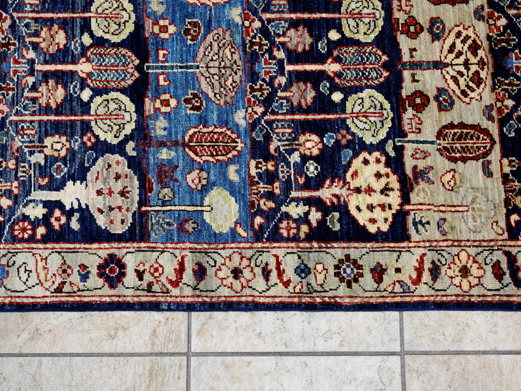 10 Ft Blue Bidjar Runner Rug - Hand Knotted Hallway Rug - Persian Design