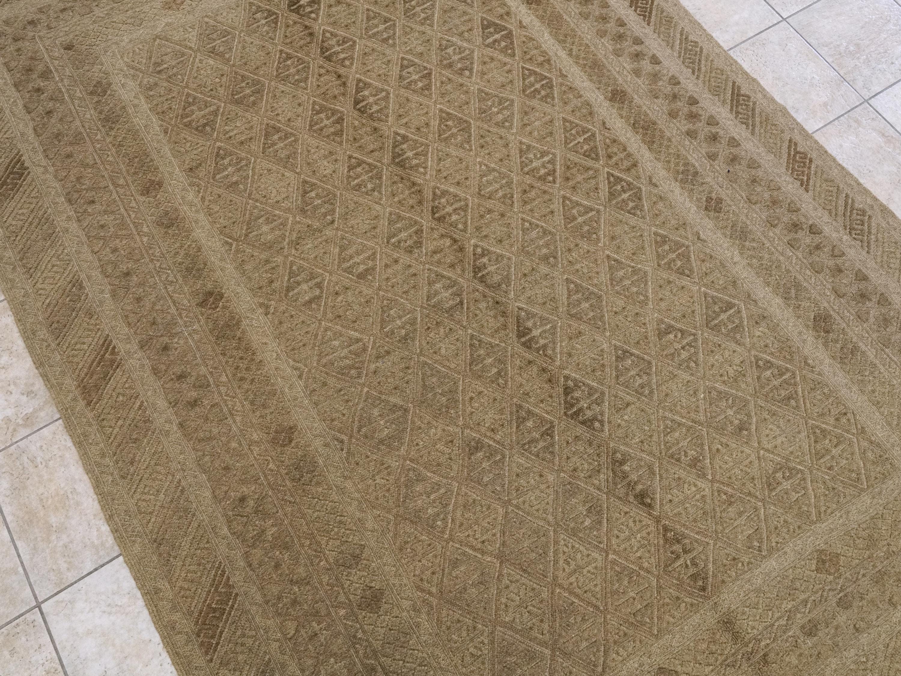 6x9 FT Vintage Hand Knotted Wool Kilim Rug - Brown Tribal Area Rug