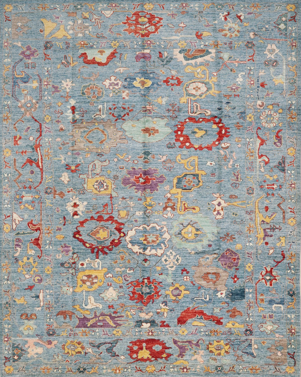 9x12 Ft Light Blue Oushak Rug - Hand Knotted Oriental Rug