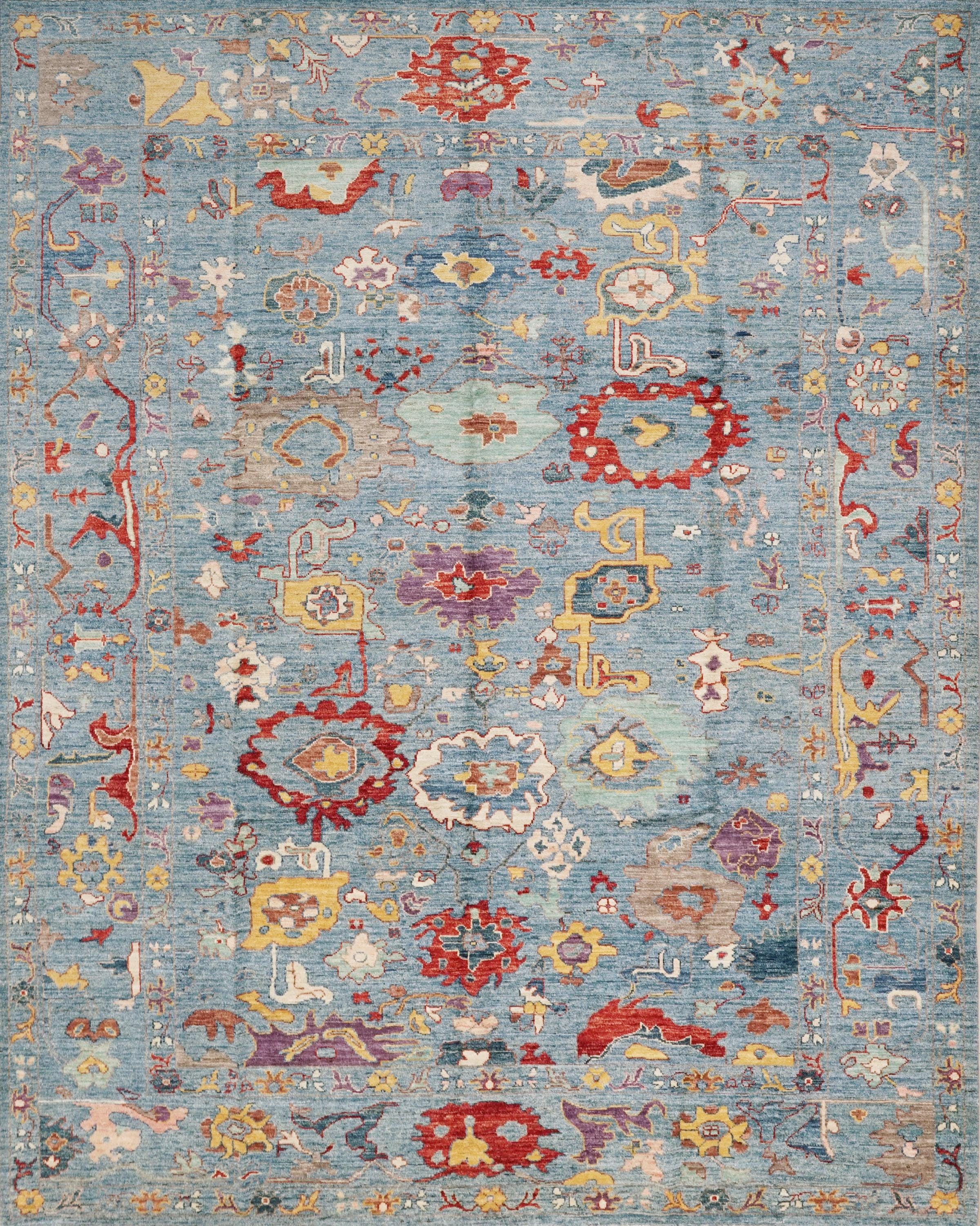9x12 Ft Light Blue Oushak Rug - Hand Knotted Oriental Rug