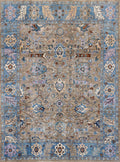 9x12 Ft Brown & Blue Serapi Rug - Hand Knotted Afghan Oriental Rug