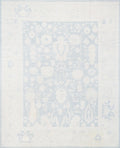 12x15 Ft Muted Ushak Rug - Traditional Wool Area Rug - Blue & White Turkish design