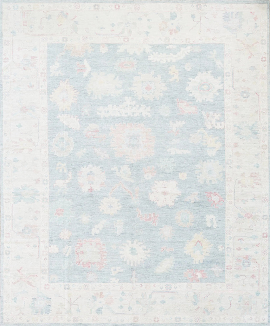 12x15 Ft Muted Ushak Rug - Traditional Wool Area Rug - Greenish Blue Turkish design