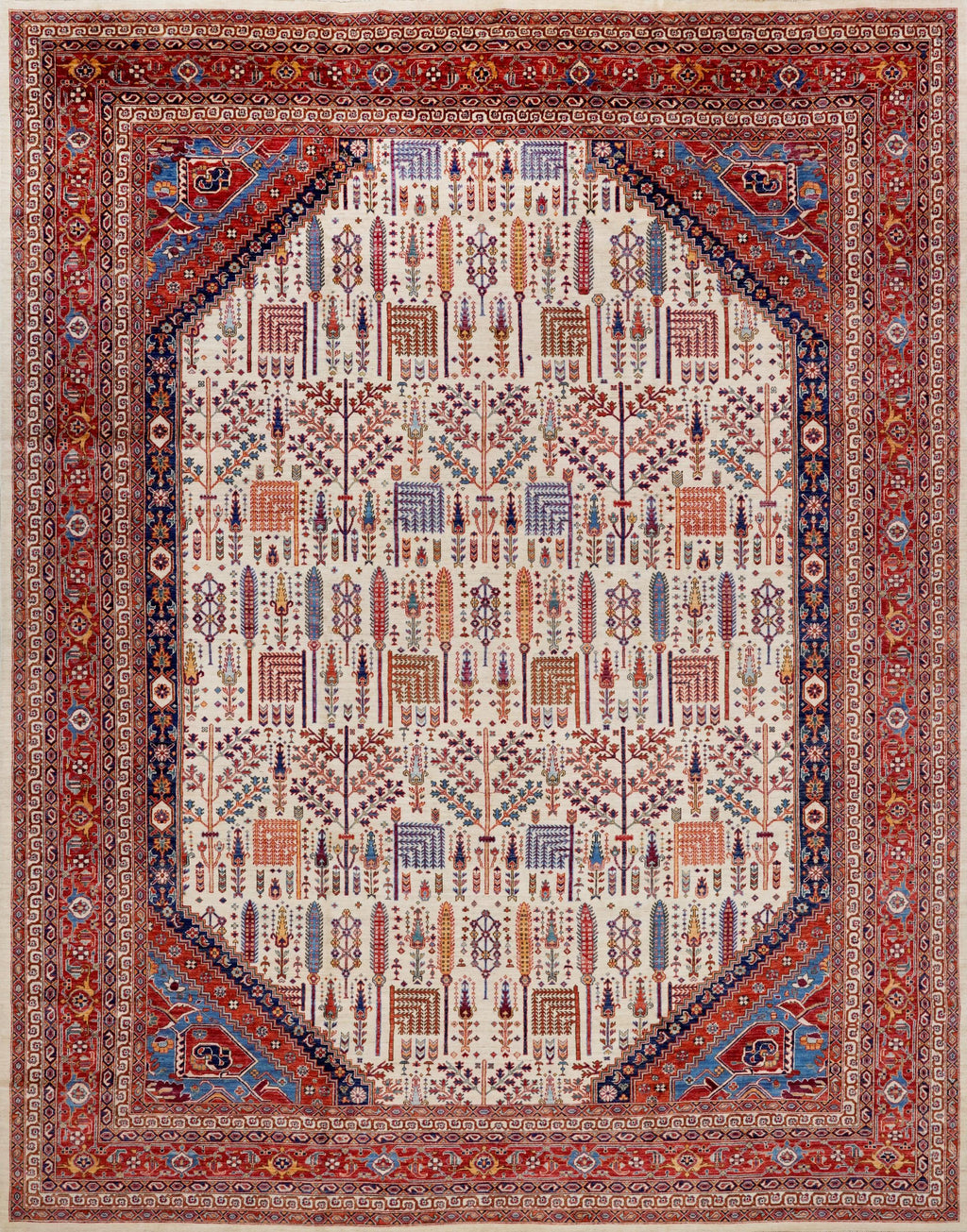12x15 Ft Hand Knotted Red Heriz Rug - Traditional Oriental Area Rug